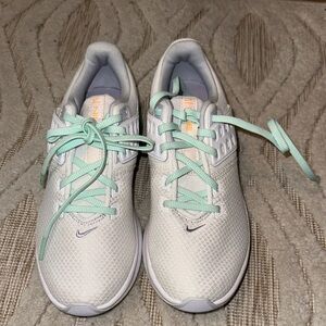 Nike White and Teal Airmax Athletic Shoes